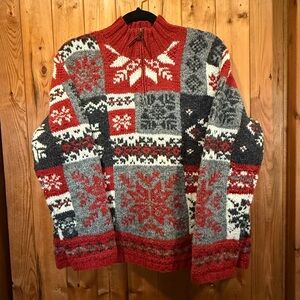 Ralph Lauren 100% Wool Red and Gray Sweater
